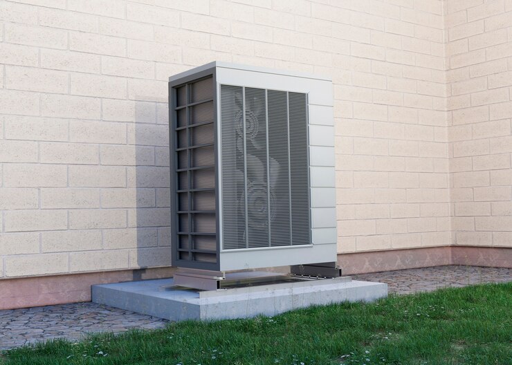 close up heat pump outside home 23 2149250256